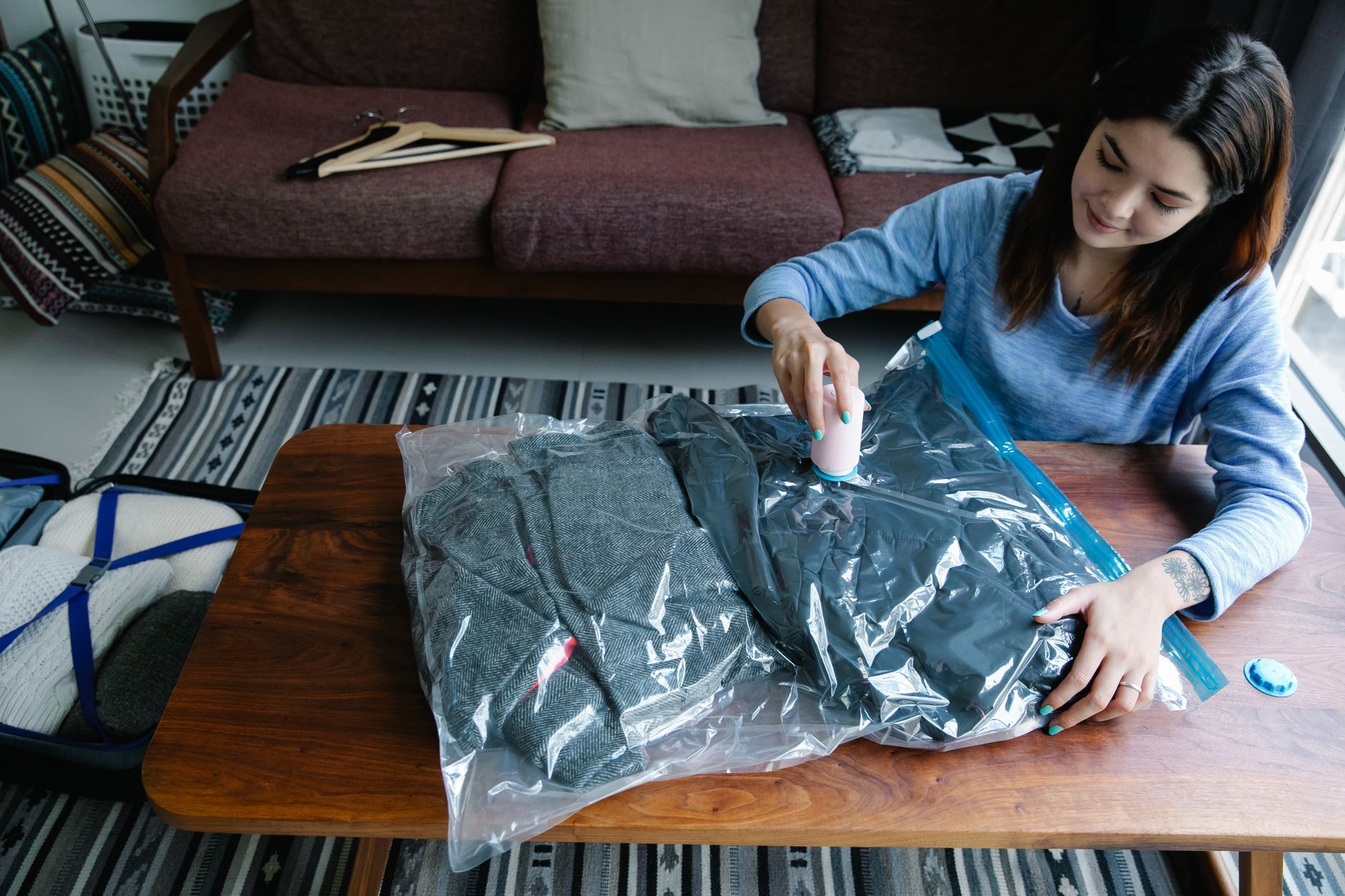 Vacuümzakken voor dekbedden en kleding — voorbeeldfoto ter illustratie